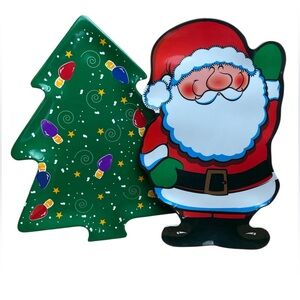 Source Unknown Santa & Festive Tree with Colorful Bulbs Serving Plates